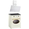 GURARI GCH E 612 Cr + GCH 268 WH 8 Prime, fornello a induzione retrò 60 cm, Range Coocker 60 l, crema+cappa aspirante, 80 cm, cappa da parete, vetro bianco, cappuccio senza testa