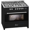 Gurari Cucina a Gas 90 cm GCH E 911 BL a libera installazione | Forno Elettrico XXL 121 L | 5 Fuochi | Bruciatore Wok 4kW | Nero | Programmatore Elettronico | Smalto Facile da Pulire