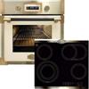 Kaiser Forno a pirolisi EH 6427 ElfAD + KCT 6385 Em, in vetro a pirolisi retrò da incasso, 73 l, colore elfebe, 60 cm, esclusivo piano cottura in vetroceramica High Light da 60 cm