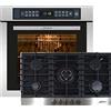 Kaiser EH 6306 R + KCG 9386, forno da incasso, acciaio inox, 79L 15 Fkt. Grill Air Fryer Full Touch + piano cottura a gas incassato, nero vetro, 3,8 KW
