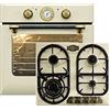 Kaiser Olan Kaiser set di cottura Autarkic forno da incasso EH 6432 ElfBE Eco+KG 6325 ElfEm, Retro, Elettrico, Girarrosto, 10 funzioni + Piano cottura a gas da incasso retrò, 60 cm, smaltato avorio