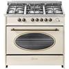 GURARI Fornello a gas GURARI GCH E 914 Cr R, fornello elettrico a gas retrò 90 cm/fornello Nostalgia/121L/8 funzioni/aria calda/grill/5 bruciatori di alta qualità/4 kw WOK/gas naturale/gas propano