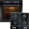 Kaiser Set EH 6306 RS+KCG 6380, Forno da incasso, nero, 79L 15 Fkt. Grill Air Fryer Full Touch + Piano cottura a gas da incasso 60 cm, nero vetro, Fornello da incasso, 3,8 kW