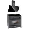 GURARI Fornello a induzione E 913 BL + GCH 268 BL 9 Prime, Range Cooker 90 cm/FLEX ZONEN/5 ZONE/121L + cappa aspirante 90 cm