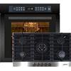 Kaiser Set forno EH 6306 RS +KCG 9386, Forno da incasso,Acciaio nero,79L 15 Fct. +piano cottura a gas