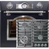 Kaiser Set di forno EH 6355 Em Sil+KCG 6383, da incasso esclusivo, 8 funzioni + piano cottura a gas da incasso 60 cm, vetro nero, gas naturale/propano, 3,8 kW WOK