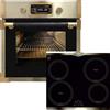 Kaiser Forno a pirolisi «EH 6427 AD+KCT 6395 IEm», forno da incasso a pirolisi, in vetro nero da 60 cm+piano cottura a induzione, retro a induzione, piastre metalliche bronzo, 4 QickHeat