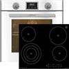 Kaiser Set forno EH 6326 W+KCT 6703 F, Forno elettrico da incasso, 79L, 10 funzioni+piano cottura in vetroceramica nera, vetro nero senza cornice, Hi-light