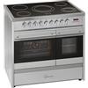 GURARI Cucina Elettrica GCH E 912 DF X Cucina 90 cm a Libera Installazione in Acciaio Inox con Doppio Forno e Piano Cottura in Vetroceramica a 5 Zone Hi-Light, Classe Energetica A, Design - Moderno