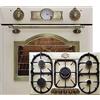 Kaiser Olan Set Kaiser Forno a gas Incasso 67L Empire Avorio + Piano Cottura a Gas 90 cm/Grill, Girarrosto, autopulente, 5 fuochi a gas di alta qualità/Turbo Wok Brenner 3,8 KW gas/naturale e gas propano