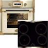 Kaiser Forno a pirolisi «EH 6427 ElfAD+KCT 6395 IEm», retrò pirolisi forno da incasso 73L in vetro color elfebe 60 cm+piano cottura a induzione, piastra in metallo bronzo, 4 QickHeat