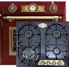 Kaiser Set di fornelli a gas EH 6355 RotEm + KG 6325 Em Turbo, set di forno elettrico, autark, 79L, forno da incasso, 8 funzioni + piano cottura a gas retrò 60 cm, smaltato nero, propano/gas naturale