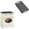 GURARI Piano cottura a induzione 60 cm GCH E 612 Cr + piastra in ghisa | Retro Range Coocker fornello a induzione con forno 60 L | aria calda | Grill | 4 zone di cottura | fornello a induzione in