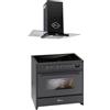 GURARI Fornello a induzione E 913 BL+GCH T 466 90 BL PRIME, Range Cooker 90 cm/FLEX ZONEN/5 ZONE/121L + cappa aspirante 90 cm
