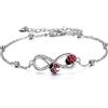 POPLYKE Cavigliera da donna con coccinella, in argento Sterling con infinito e coccinella, idea regalo per donne, Senza Gemstone