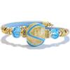 VENEZIA CLASSICA - Bracciale da Donna con perle in Vetro di Murano Originale e vera pelle Toscana, Collezione Aida, con foglia in argento e oro 24kt, Made in Italy certificato (azzurro oro)