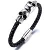 HALUKAKAH ● Assassino ● Bracciale Uomo in Vera Pelle Cuoio con Testa del Cranio in Titanio Acciaio Argento 8.46(21.5cm) con Pacco Regalo Gratuita(Nero/Oro/Argento)