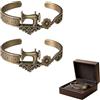GUUZETU Bracciale a tema macchina da cucire, gioielli con ciondoli per cucito vintage con nastro di misurazione e dettagli floreali, gioielli con bracciale regolabile per sarta (2pcs)