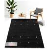 carpetfine Tappeto di lana Gabbeh Uni Nero 120x170 cm | Tappeto moderno per soggiorno e camera da letto