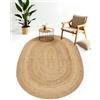 carpetfine Tappeto in juta Nele Ovale Beige 140x200 cm (Ovale) | Tappeto moderno per soggiorno e cucina