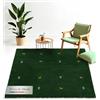 carpetfine Tappeto di lana Gabbeh Uni piazza Verde 120x120 cm | Tappeto moderno per soggiorno e camera da letto