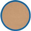 carpetfine Tappeto Sisal Rotondo colore Ø 160 cm tessuto a mano con bordo in cotone Blu | Tappeto naturale antiscivolo Uni in tessuto piatto di fibre naturali per soggiorno e camera da letto