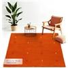 carpetfine Tappeto di lana Gabbeh Uni piazza Arancio 120x120 cm | Tappeto moderno per soggiorno e camera da letto