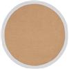 carpetfine Tappeto Sisal Rotondo colore naturale Ø 160 cm tessuto a mano con bordo in cotone bianco | Tappeto antiscivolo Uni in tessuto piatto di fibre naturali per soggiorno e camera da letto