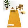 carpetfine Tappeto di lana Gabbeh Uni passatoia Giallo 75x240 cm | Tappeto moderno per soggiorno e camera da letto