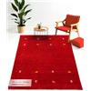 carpetfine Tappeto di lana Gabbeh Uni Rosso 300x400 cm | Tappeto moderno per soggiorno e camera da letto