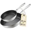 SILBERTHAL Set Padelle antiaderente 20+28 cm - Acciaio inox - Induzione gas e forno 250ºC - Triplo fondo - rivestimento senza PFOA