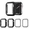 AOTUAO 4 Pezzi Cover Compatibile con Apple Watch Series 9 8 7 41mm con Vetro Temperato, iWatch Case Protettore Schermo e Protettiva Custodia per Apple Watch Series 9 8 7 41mm(2Nero 2Trasparente)