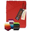 npluseins Lenzuolo con angoli classico in jersey - tanti colori e misure - 100% cotone 159.192, 120 x 200 cm, rosso