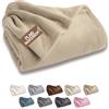 SoNiT home decor SONIT - Plaid Divano in Pile per Divano e Letto Singolo - Coperta in Pile Autunnale e Invernale - Coperta 140x230 - Plaid Singolo Beige