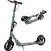 SPORTNOW Monopattino Adulto Pieghevole con Manubrio Regolabile, Scooter Pieghevole in Alluminio con un Solo Clic, Ruote Grandi di 200 mm, Ammortizzatore, Doppio Freno, ABEC-7, Portata 100 kg, Argento