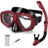WAVE Attrezzatura da snorkeling intercambiabile per adulti e ragazzi con miopia, maschera subacquea anti-appannamento per miopie e boccaglio completamente asciutto in silicone per immersioni