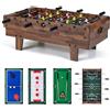 HOMASIS Tavolo da Gioco 4 in 1 in Legno per Bambini e Adulti, Tavolo da Biliardino con Piani Sovrapponibili per Biliardo, Hockey su Aria, Biliardino, Ping Pong per Casa, Sala Giochi (Grigio)