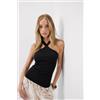 Intimissimi Canotta Incrocio In Cotone Superior A Costine Nero