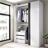 Dmora Guardaroba Grande Sciliar 52x205h cm Bianco 4 Ripiani Appendiabiti, Armadio Camera da Letto 3 Cassetti