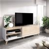Dmora - Mobile porta TV Asinara, Credenza bassa da soggiorno, Madia da salotto per televisione, 155x43h47 cm, Rovere e Bianco