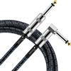 Donner Cavo per Chitarra Basso da 3 Metri, 6,35 mm Cavo Jack AMP per Strumenti Elettrici da angolo retto a dritto, Colore: Nero e Blu