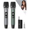HWWR Karaoke con 2 Microfoni Wireless per Adulti, Altoparlante Bluetooth da 8 con potenza di picco di 500W, Sistema PA con Luce Discoteca LED, Ruote Rotanti e Carrello, colore