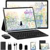 Dghrti 10 Pollici Tablet [30GB+128GB, 8000mAh] Android 15, Schermo IPS, Octa-Core, Widevine L1/ Certificazione GMS/Controllo Parentale, Tablets Corpo in Metallo con Mouse, Tastiera- Classico Nero