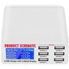 VBESTLIFE Hub USB 6 Porte Dock di Ricarica Rapida Caricabatterie USB 6 Port con Display LCD 100-240V per Cellulari, Tablet e Altri(Bianco)