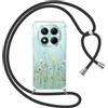 Yoedge Cover con Cordino per Xiaomi Redmi Note 14 Pro 5G/Poco X7 6,67, Trasparente Disegni Fiori Custodia con Collana Tracolla Laccio Collo, Sottile TPU Silicone + PC Case per Redmi Note 14 Pro,02