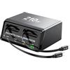 XUMIUZIY Blocco Caricabatterie USB C da 210 W, Stazione di Ricarica da Tavolo a 6 Porte con 2 Cavi USB C Retrattili, Dock di Ricarica Rapida Multiporta GaN per Laptop, Tablet e Te (BLACK)