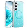 QIWEIQING Cover Magnetica per Samsung Galaxy S26 Plus Compatibile con MagSafe, Custodia Trasparente Glitter Brillantini Ultra-Sottile Antiurto Donne e Ragazze Case per Galaxy S26 Plus. Nero JY
