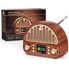 ROCAM Radio DAB+/FM, radio retrò con Bluetooth 5.0, 8 W, batteria da 3000 mAh, display a colori, RDS, schede AUX IN/MicroSD, doppia sveglia, timer sonno, 80 preset