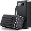 Kruilan 60000mAh Power Bank con cavo, 30W Powerbank PD USB C funzione di ricarica rapida Batteria esterna con display a LED, 7 uscite e 2 ingressi, compatibile con iPhone, tablet, iPad ecc.