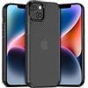doupi Custodia Ultra Hybrid Compatibile con iPhone 14 (6,1 Pollici), Cover per Cellulare in Fibra di Carbonio, Nera